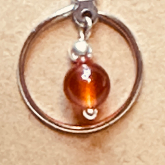 Stainless Steel Hook & Hoop Earrings w/Carnelian Agate Stones Handmade - Picture 5 of 12